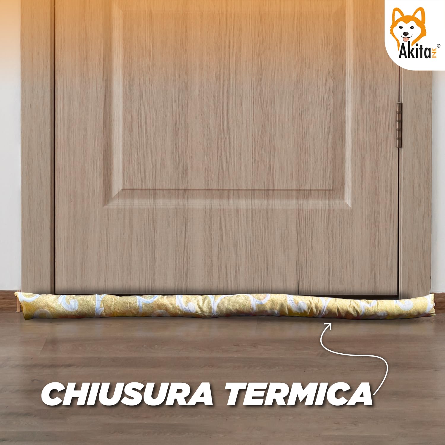 Akitaink Set 6 Paraspifferi in cotone, paraspifferi sottoporta, Parafreddo Imbottiti per Porte e Finestre, 120 cm, Made in Italy - Risparmio Energetico e Protezione Completa