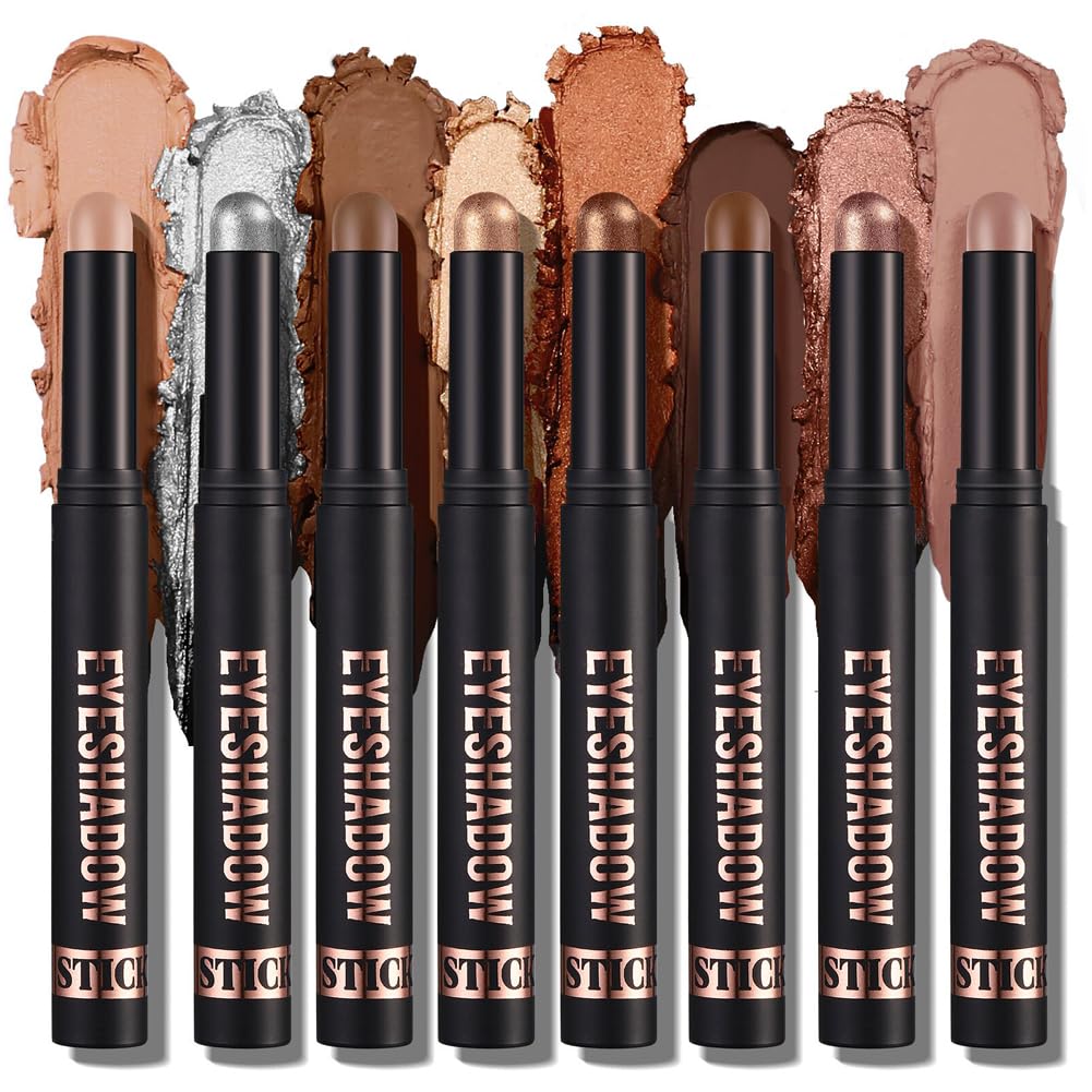 Cienie do powiek w sztyfcie, 6 x 2g Zestaw ołówków do cieni do powiek z brokatem i matowym, Eye Shadow Stick w kremie, łatwy w użyciu, tworzy kredki do oczu i długotrwały makijaż oczu (zestaw A)