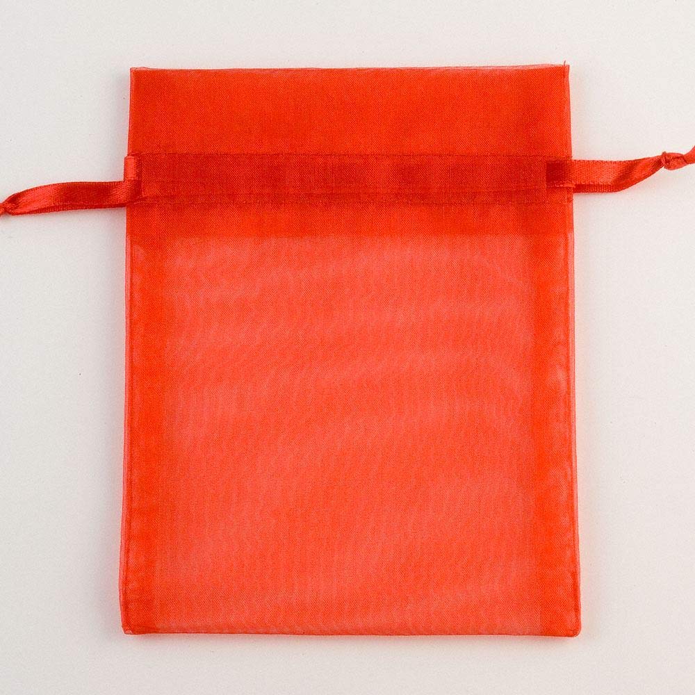 10 Sacchetti Regalo In Organza Rossa Shatchi – 14x10 Cm – Per Bomboniere, Gioielli, Caramelle E Feste
