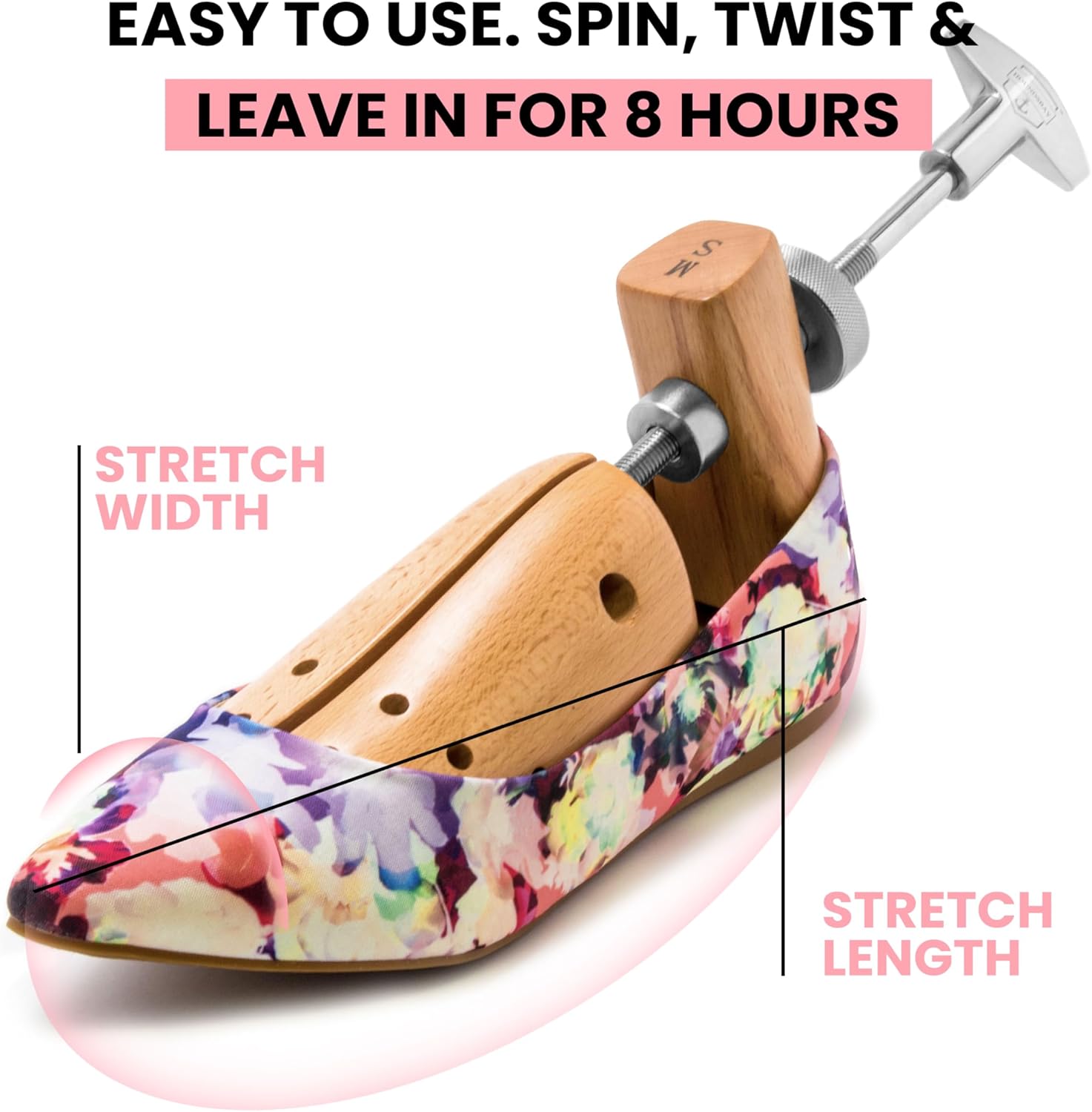 HOUNDSBAY Plastic & Wooden Shoe Stretchers - Adjustable Shoe Widener Expander for Men and Women