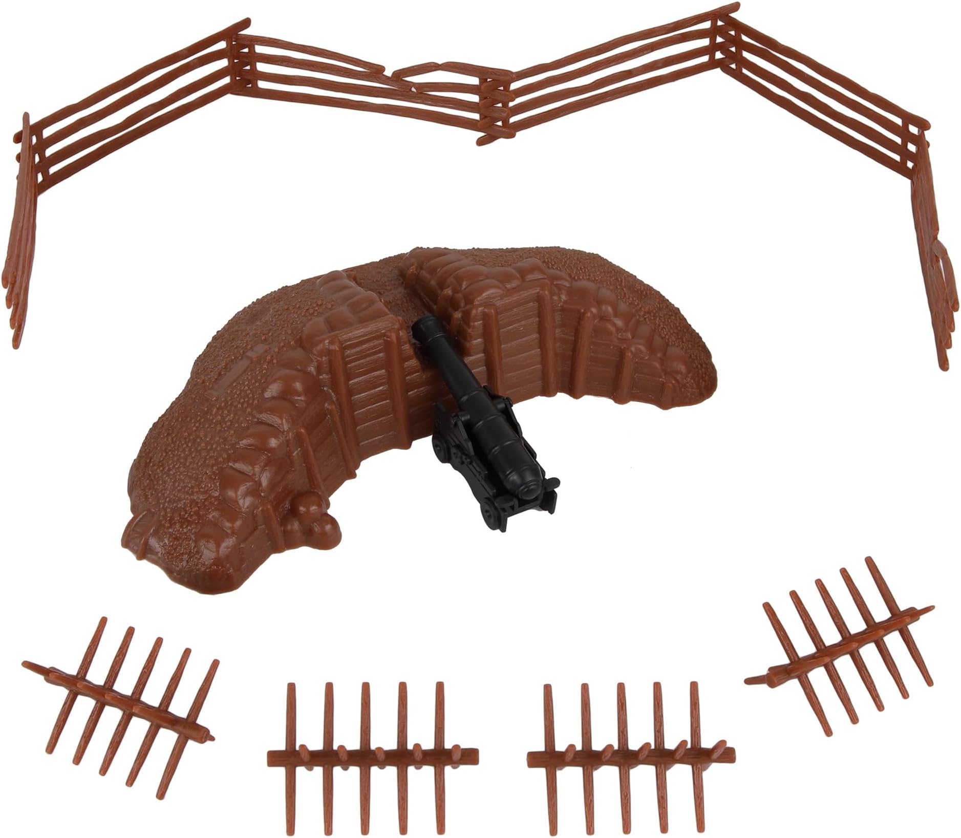 BMC Toys CTS Redoubt Position & Naval Cannon - 12pc Brown Plastic Army Men Playset