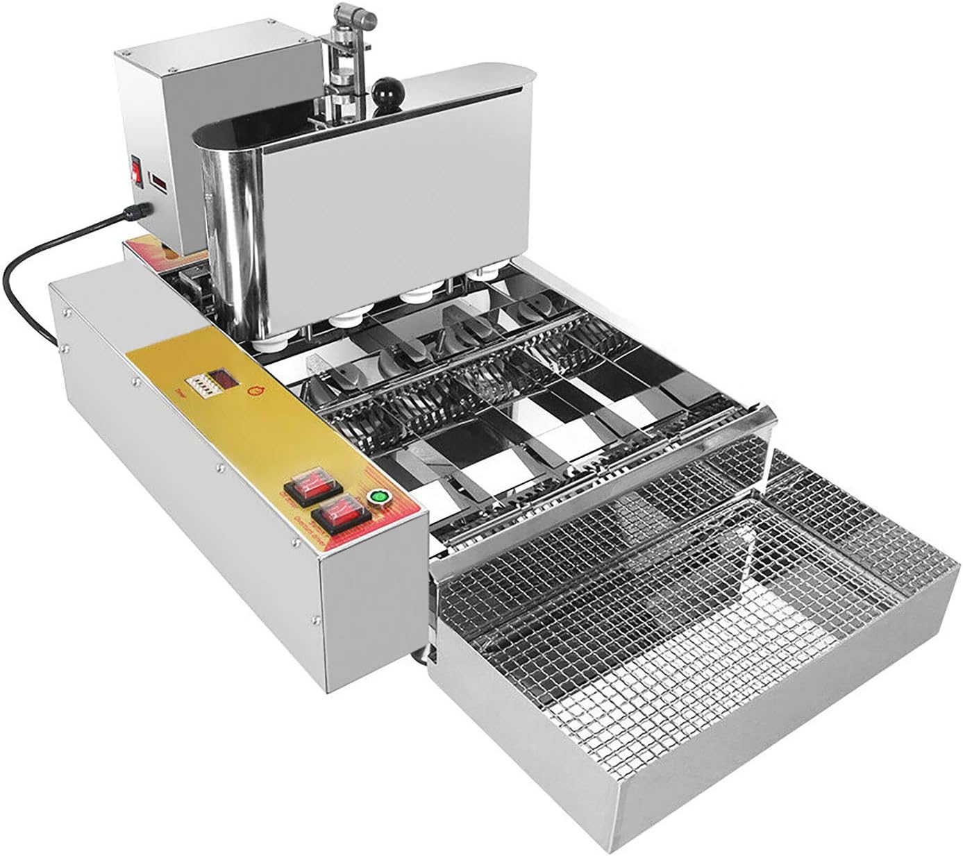 ALDKitchen Mini Donut Maker | Commercial Use | Automatic Doughnut Frying Machine | Stainless Steel | 110V (4 Rows)