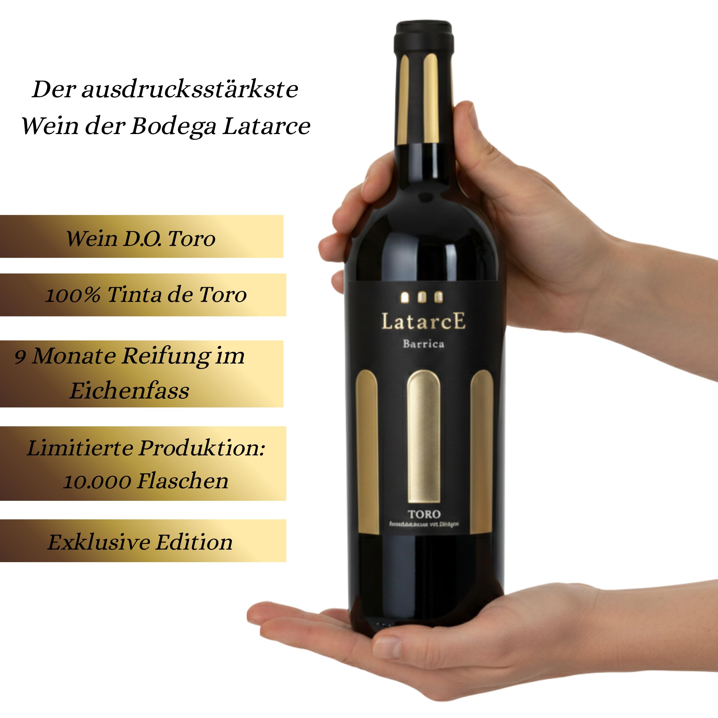 Latarce | Barrique Rotwein D.O. Toro | 100% Tempranillo | 9 Monate Französische & Amerikanische Eiche | 1 Flasche 75cl | 15% vol.