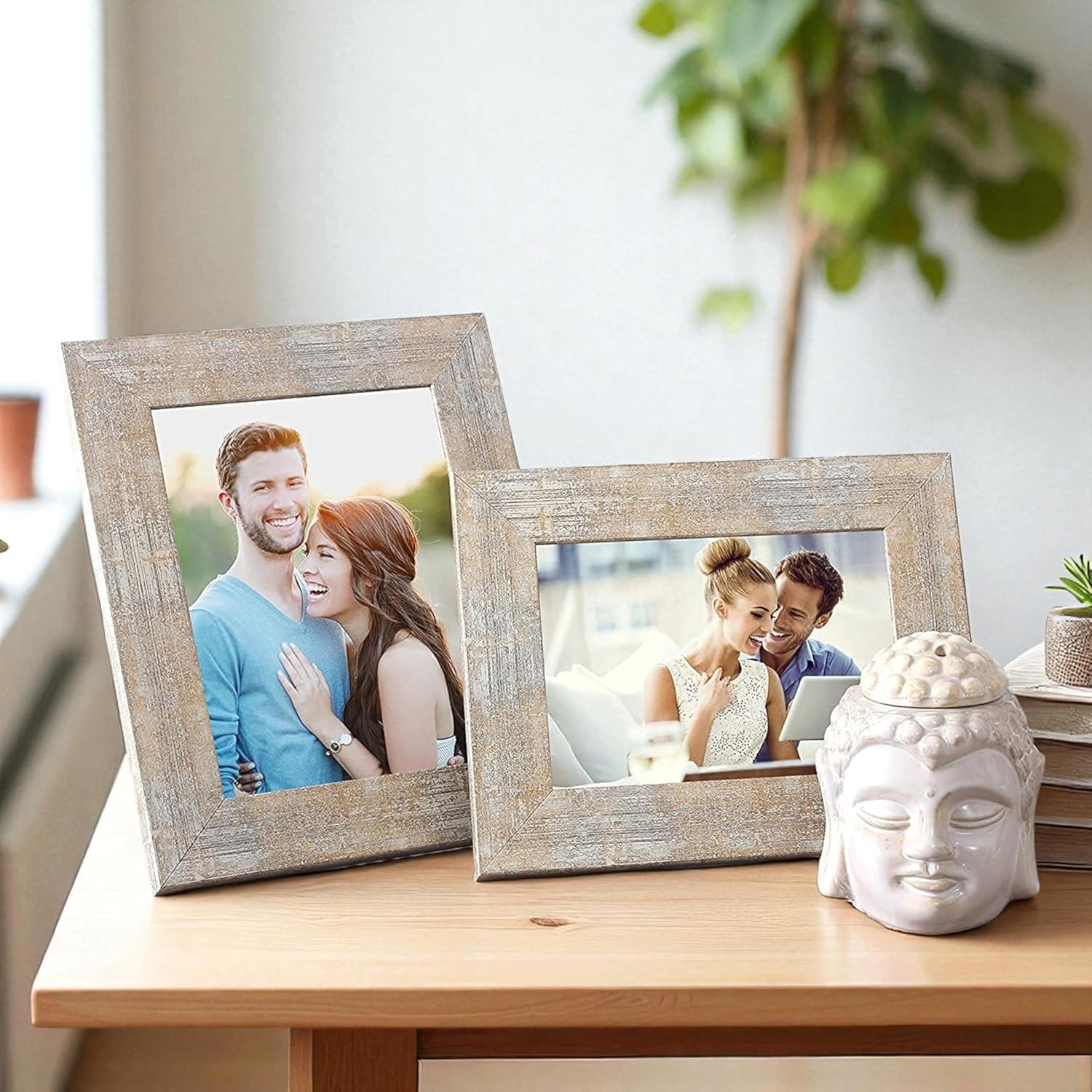 Art Street Table Photo Frame Designer Gold Texture Photo Frame Set Of 2 For Home and Office Table Décor (Gold, Size 5x7, 6x8 Inch)