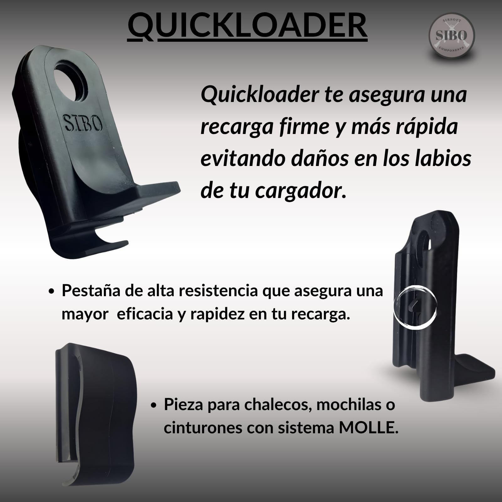 Sibo - Airsoft Cargador Rápido para Pistolas - Speedloader - 6mm Bolas Airsoft 0.20, 0.25 - Bolas Bio - Accesorio Recarga - Loader BB - Pistola Softair