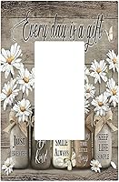 Vista 382 de Placa de pared dúplex de receptáculo de dispositivo de 1 gang de madera envejecida blanca gris con veta de tablón, cubierta de enchufe eléctrico