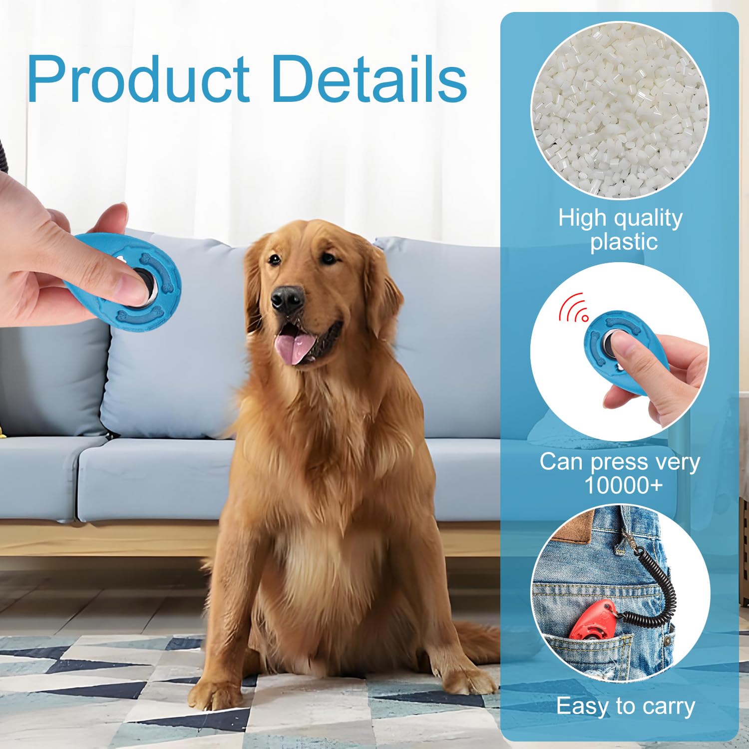4 PCS Clicker per Cani,Clicker Addestramento Cani Formazione Clicker con Cinturino da Polso per Cane,Gatto,Cavallo (Rosso & Nero & Azzurro & Ciano)