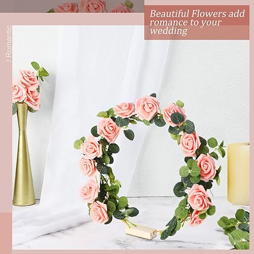 Miniatura 7 de 15 piezas de centro de mesa de metal con diseño floral, centro de mesa de aro con soporte, centros de mesa dorados para mesa, 15 soportes de madera,