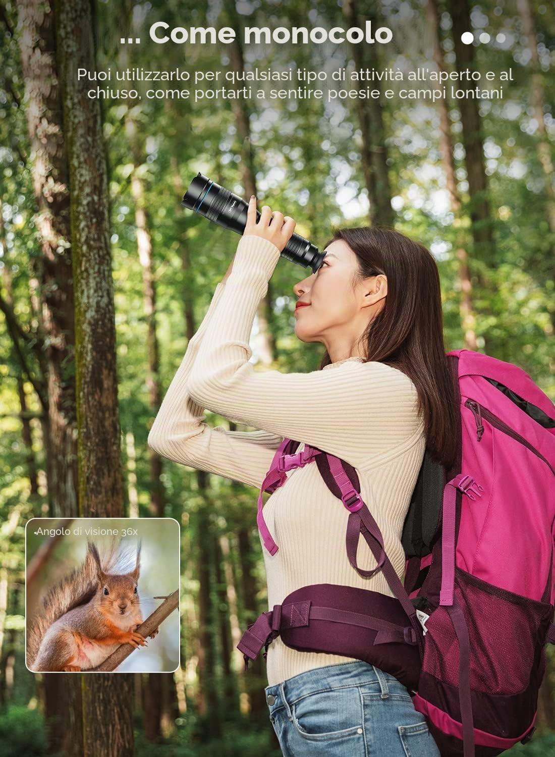 Apexel Teleobiettivo HD 36X per smartphone, obiettivo cellulare con treppiede per iPhone, Samsung Huawei e la maggior parte degli smartphone
