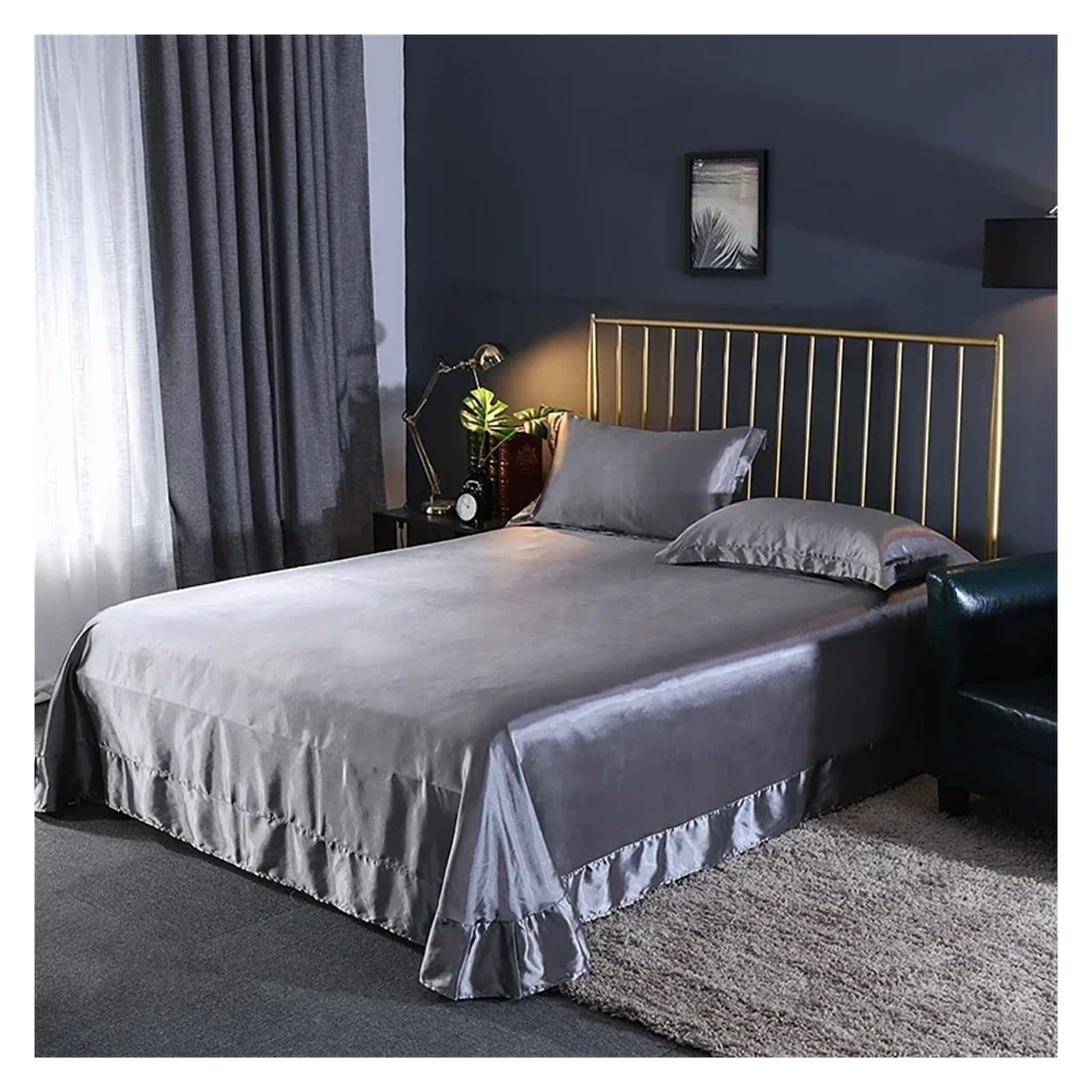 Drap de lit soie mûrier et parure de lit satinée luxe 3 pièces