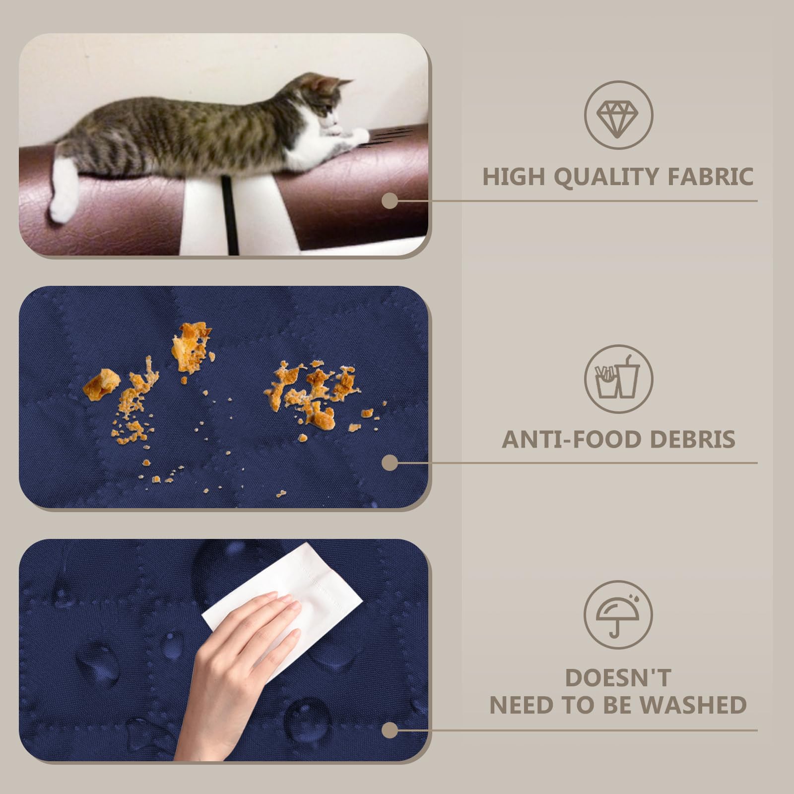 Lydevo Copridivano Impermeabile Copridivano 4 Posti con Braccioli per Animali Salvadivano Antigraffio Copridivano Trapuntato per Gatto Cani,Blu marino