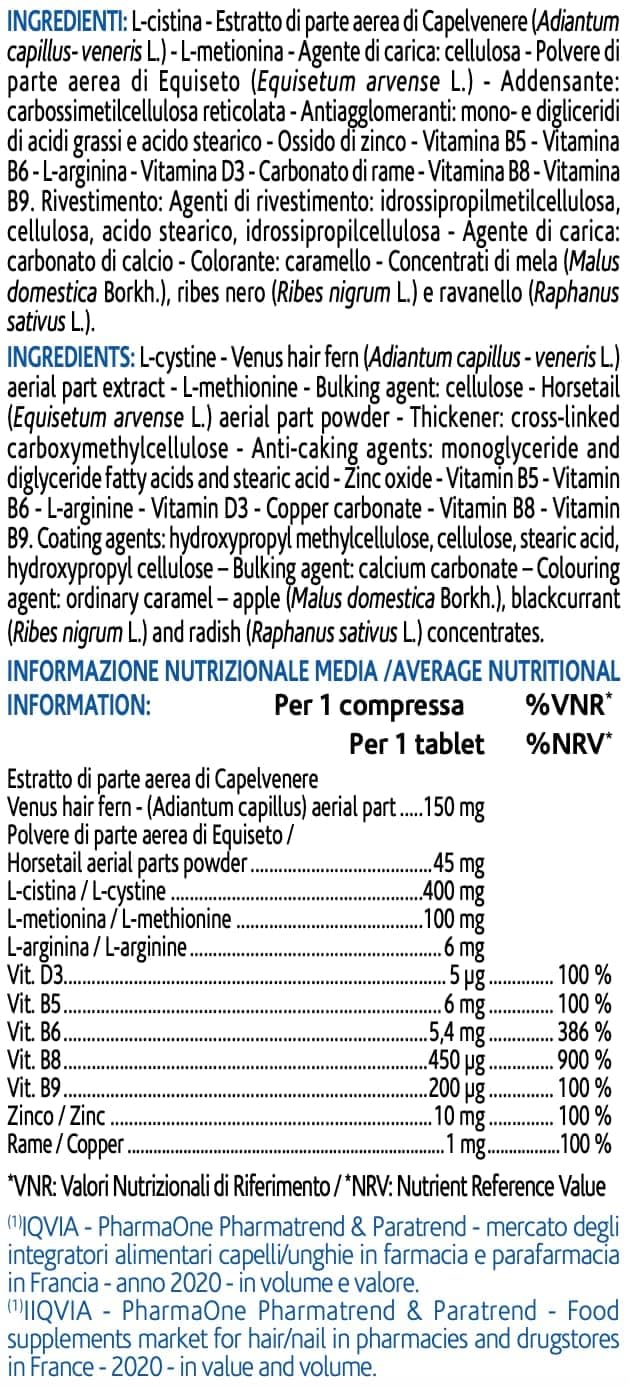 Arkopharma Forcapil Anticaduta | Integratore Alimentare per Capelli - Con Capelvenere, Equiseto, Vitamine B5, B6, B8, B9 e Zinco - 90 Compresse