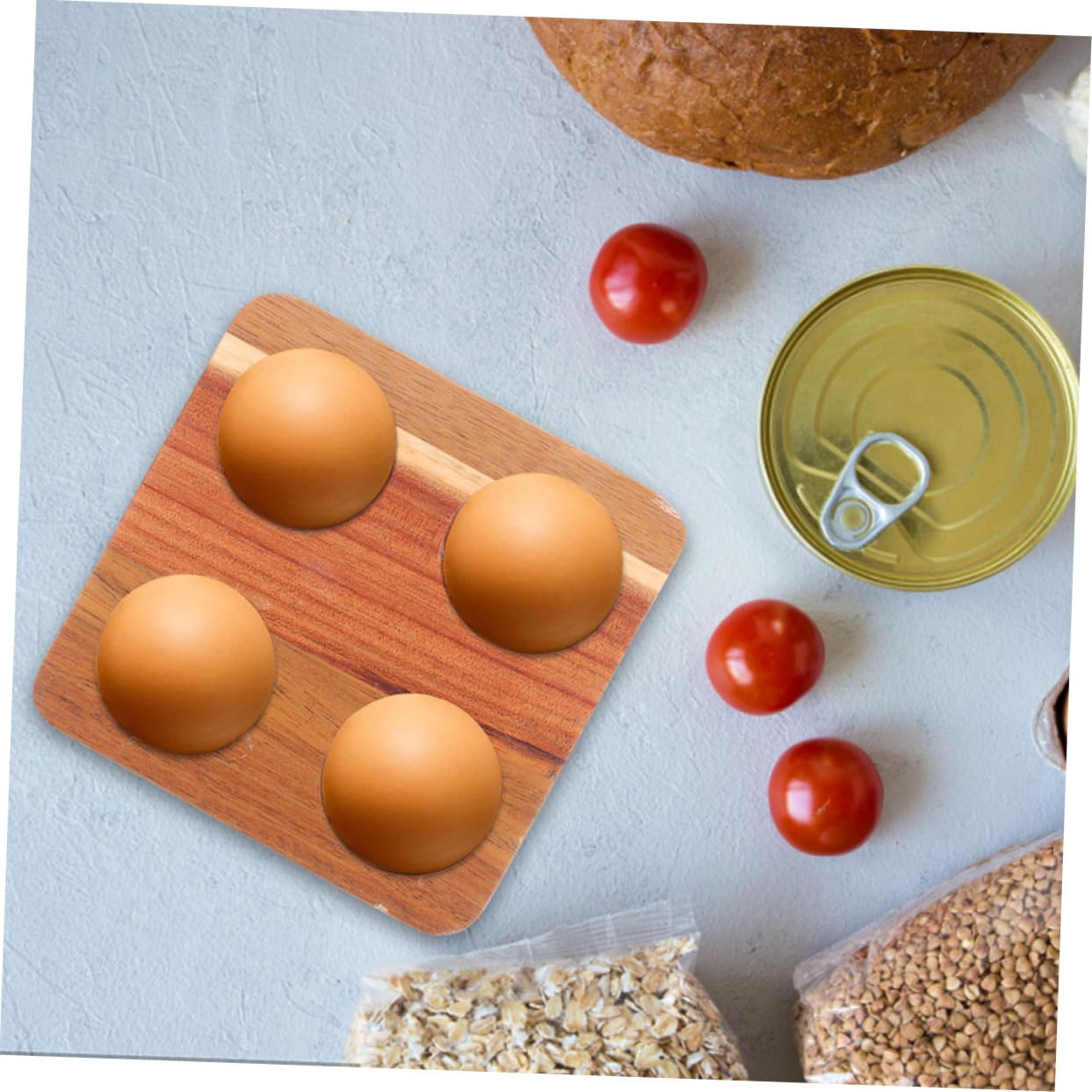 Cabilock 2pcs Wooden Egg Tray Hen Egg Storage Rack Egg Storage Organizer Chicken Egg Holder Fridge Egg Container Egg Fixing Holder Egg Rack Egg Trays for Deviled Eggs Egg Stand Rubber