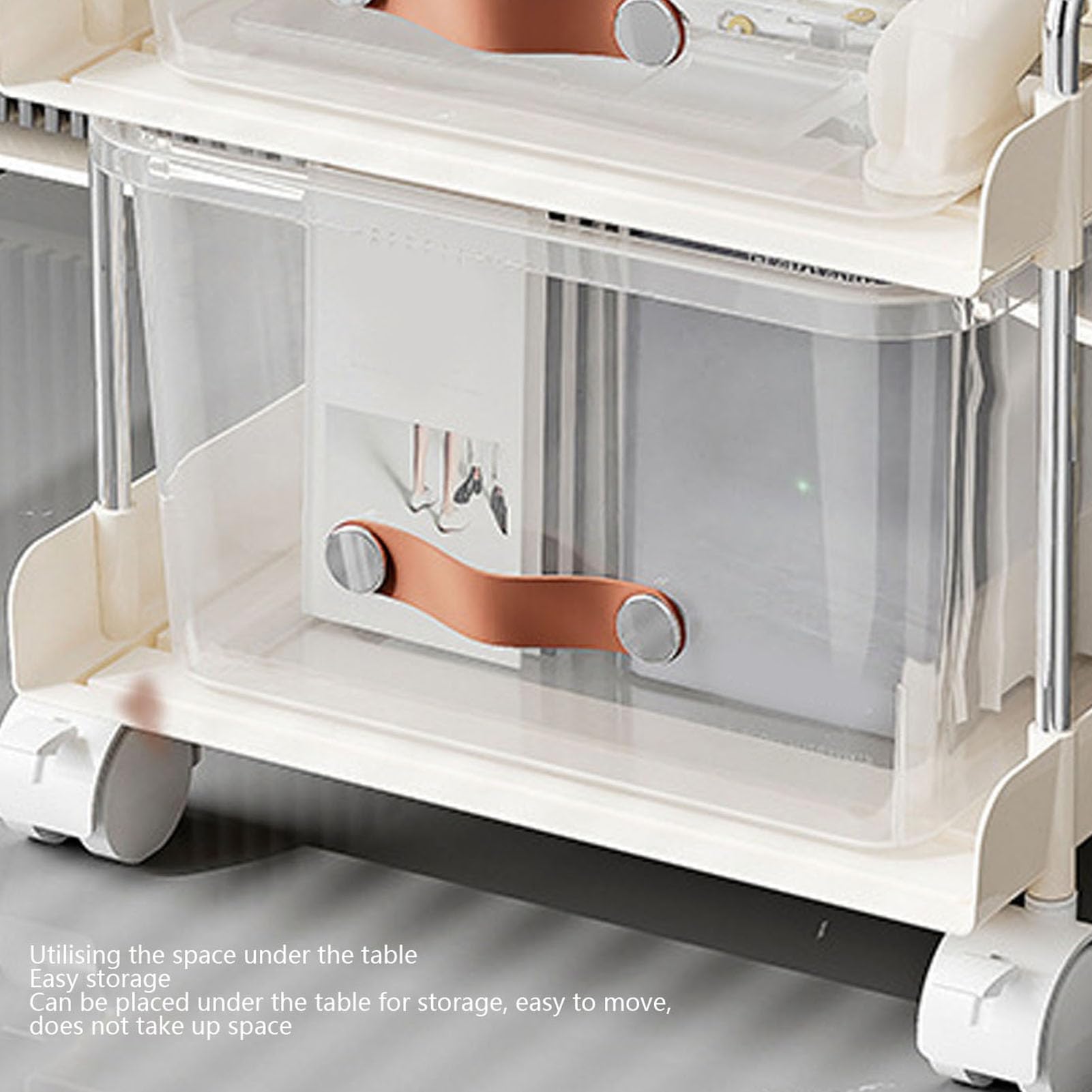 Rolling Utility Cart mit Schubladen klarer mobiler Speicherwagen abschließbare für Wohnzimmer im Haus im Büro Schlafzimmer (4 Tier (2 hoch 2 niedrig))