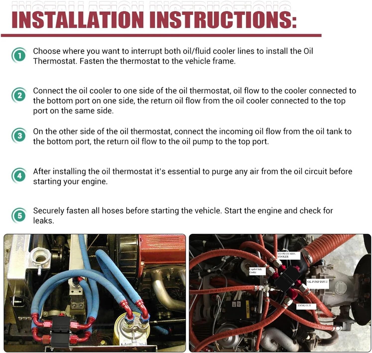 Oil Cooler Thermostat Sandwich Plate Filter Engine Transmission Oil Cooling Adapter 10AN Inline Fluid Control Bypass