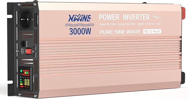 XWJNE 24v To 230v Pure Sine 3000w Inverter Samochodowy konwerter napięcia czystego sinusa Szczytowa moc 6000 Watt ze zdalnym sterowaniem i wyświetlaczem LED