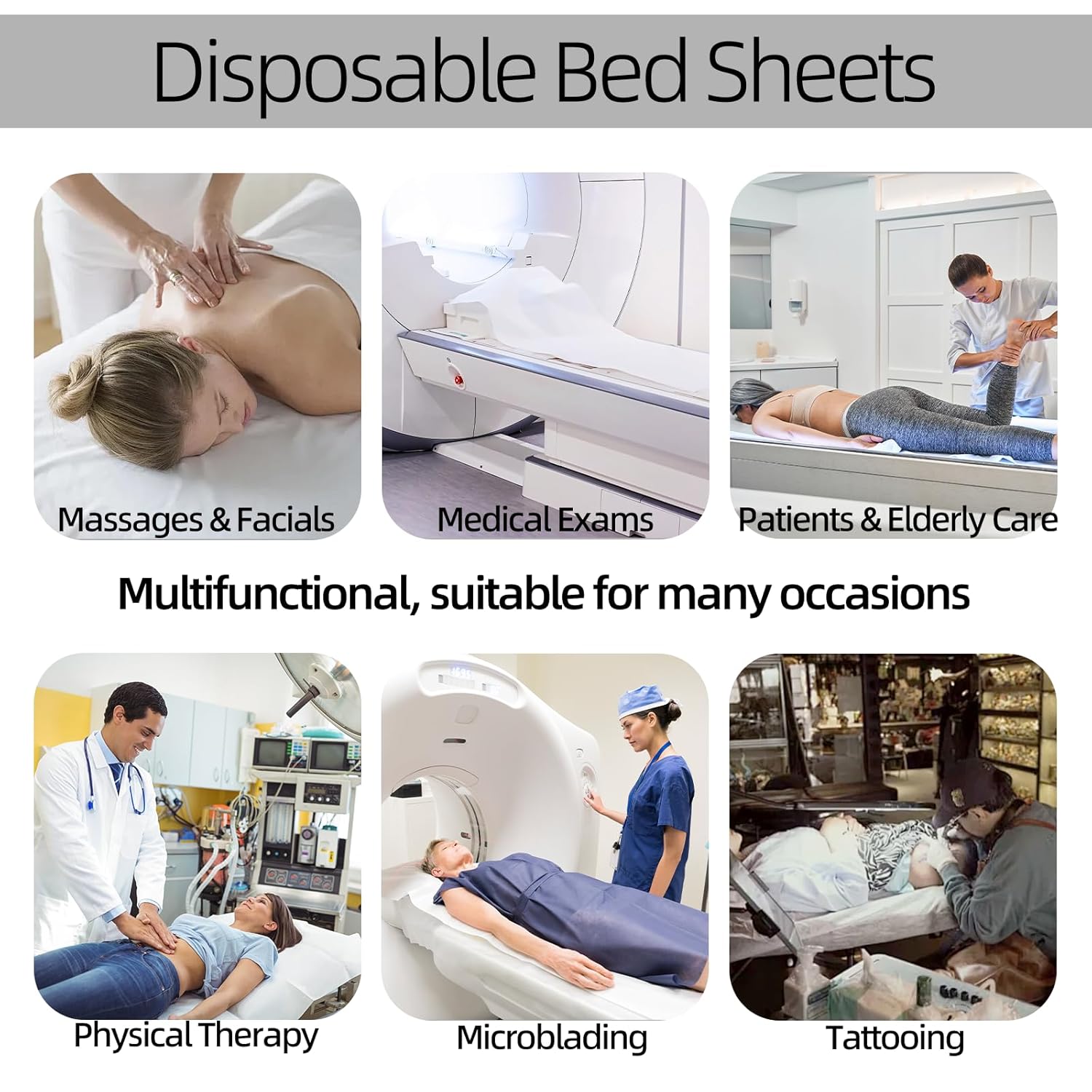 Jointown Disposable Massage Table Sheets-71" x 31.5" x 50 Sheets/Roll-30 g/㎡-6 Roll Non woven Bed Sheets with Face Hole -Soft and Durable Table Cove Ideal for Spa, Massage Table, Tattoo, Waxing Table