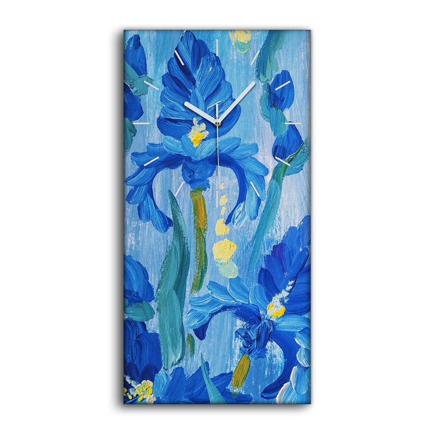 Horloge sur Toile Ne Pas Tic Tac en Silence Image Fleur Moderne de Format 30x60cm