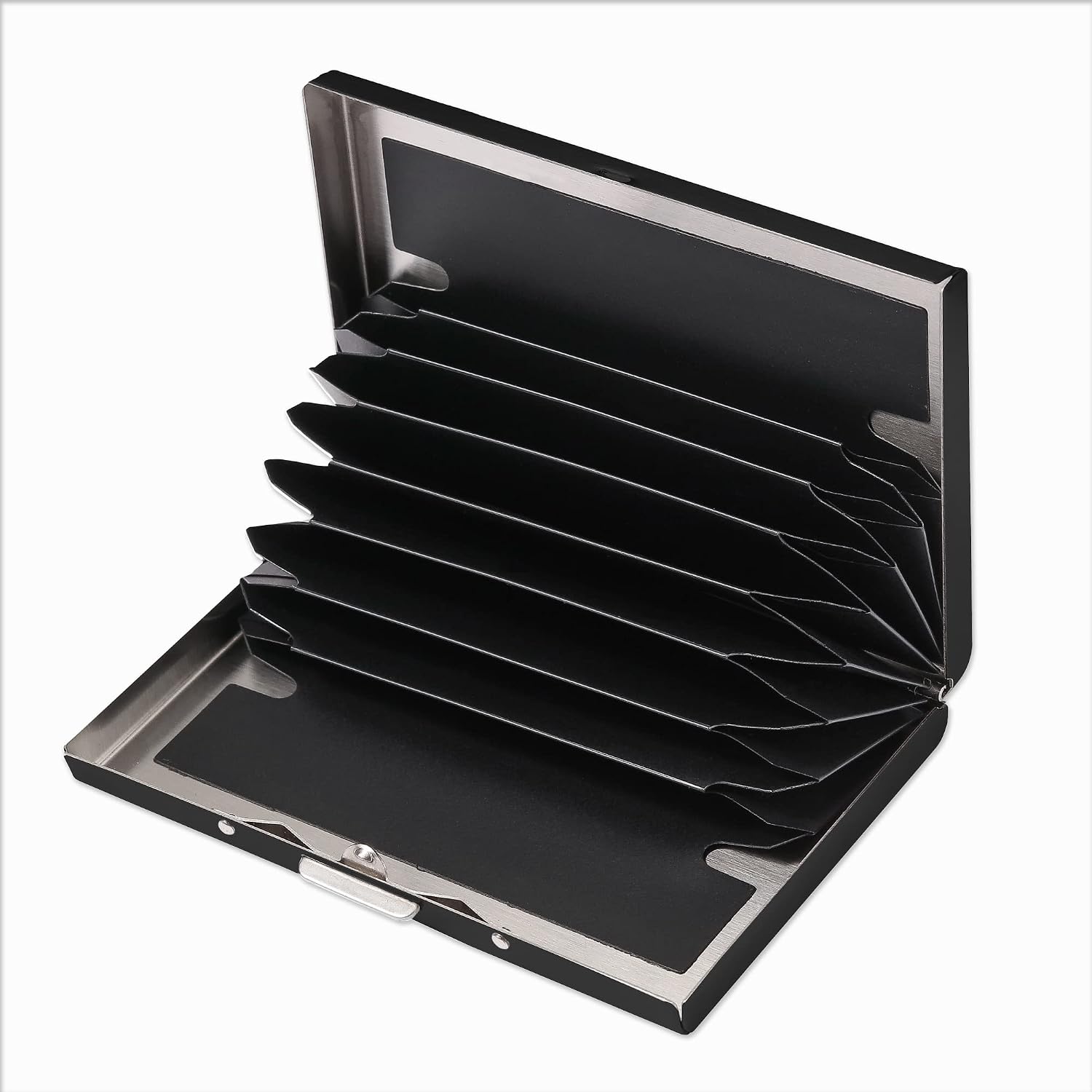 RFID Blocking Credit Card Holder Slim Metal Credit Card Wallets Stainless Steel Card Case Portable Business Card organizer for Women or Men (Black),MCC-0716