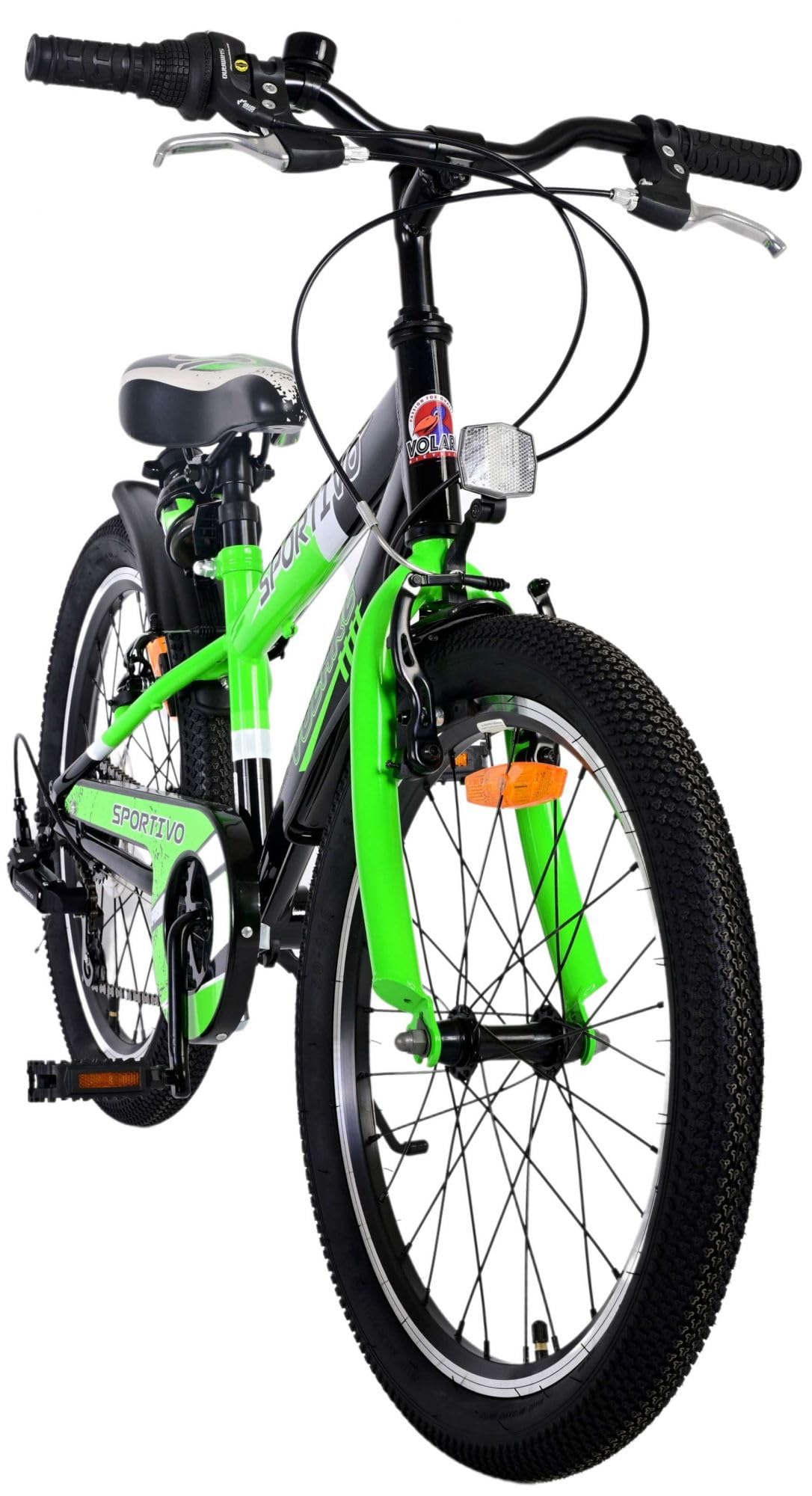 Volare Bicicletta per bambini 20 pollici per bambini 6-8 anni Sportivo verde elettrico con campanello, portabottiglie, ruote pneumatiche e 7 marce