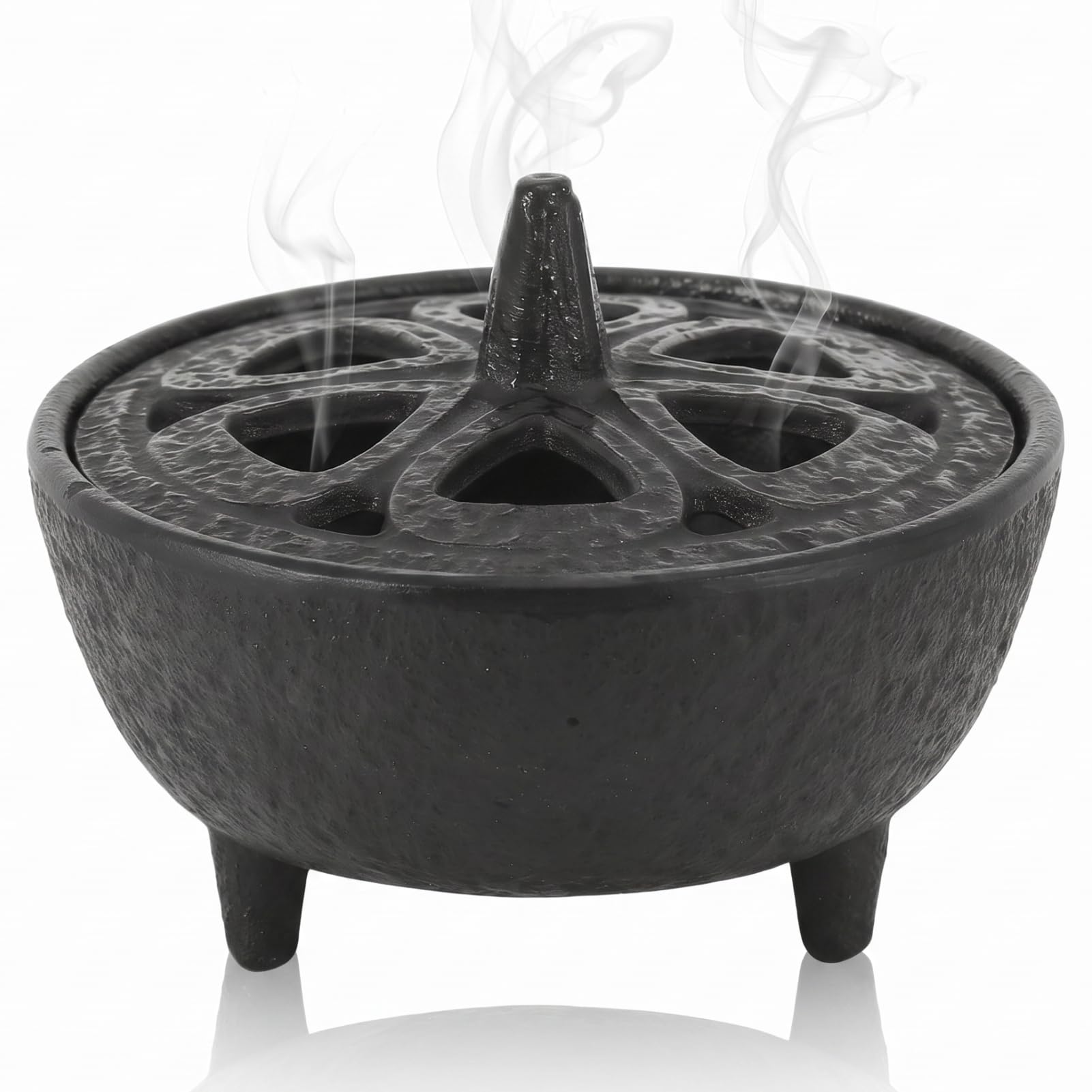 Lotus Flower Incense Burner, Vintage Cast Iron Wax Melter, Mini Incense Burner for Sticks, Cones, Wax Melts, Charcoal and Resin, Traditional Oriental Zen Home Decor