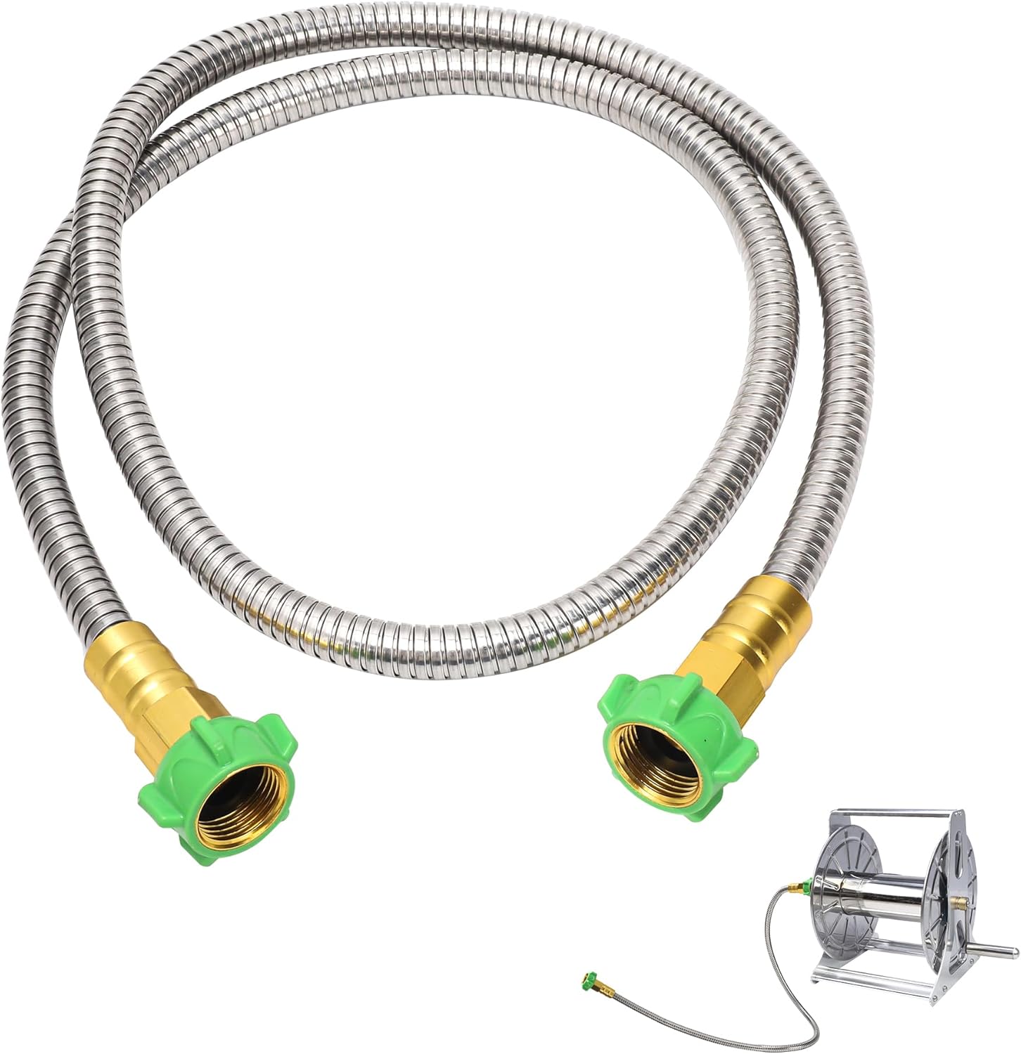 5FT Short Garden Hose Female to Female – Stainless Steel Leader Hose for Hose Reel, Kink-Free Flexible Metal Water Hose, Leakproof Durable Designy for Outdoor Garden, Pet Washing, Car - Amazon product rated Grade B