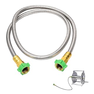5FT Short Garden Hose Female to Female – Stainless Steel Leader Hose for Hose Reel, Kink-Free Flexible Metal Water Hose, Leakproof Durable Designy for Outdoor Garden, Pet Washing, Car - Amazon product rated Grade A