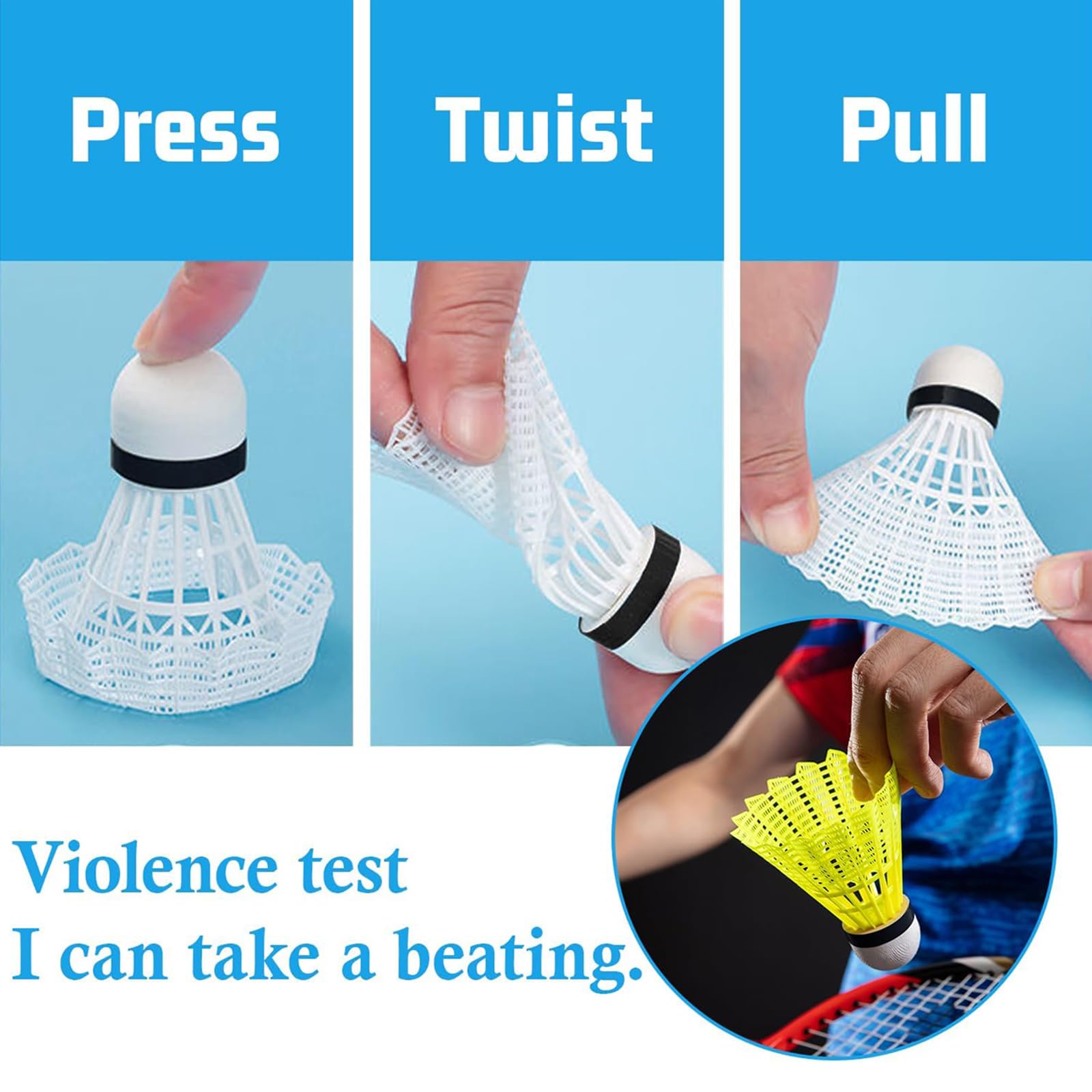 FYSL 12 Pezzi Volani da Badminton, Nylon Volano Badminton per Allenamento e Competizione