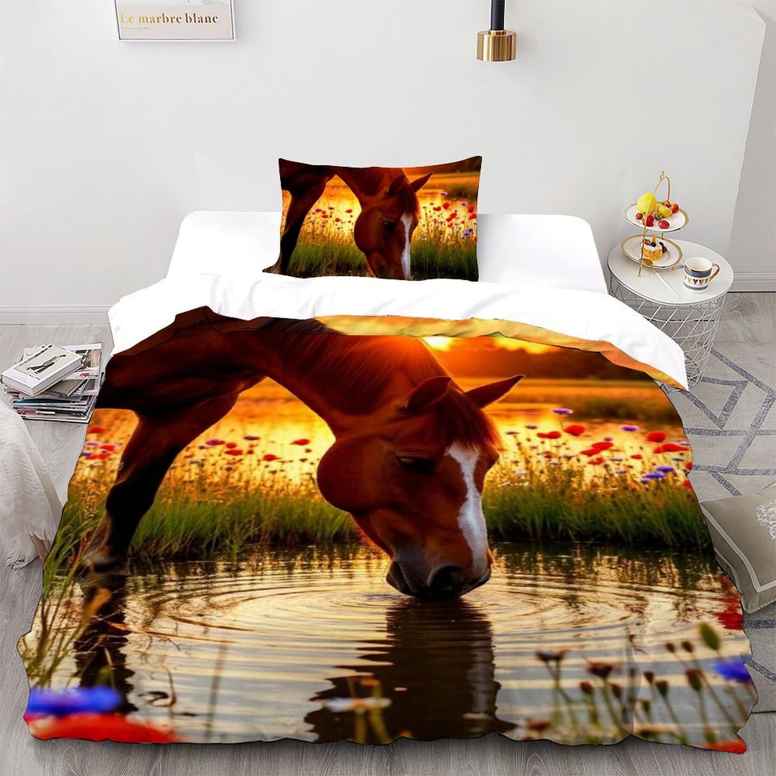 Housse de couette cheval sauvage, le cadeau idéal pour lit enfant ou adulte