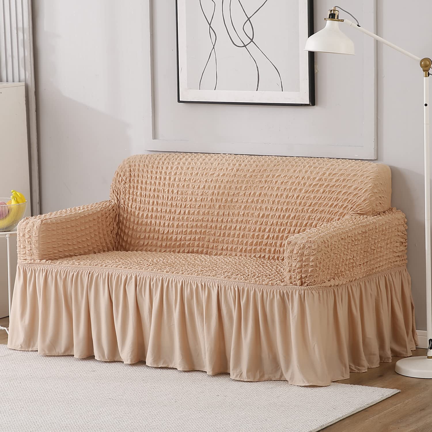 HOKIPO 280 Gsm Elastic Stretchable Sofa Cover With Skirt 2 Seater(Ar-4603-B1),Beige (B0BFFD6FJF) Amazon Price History, Amazon Price Tracker