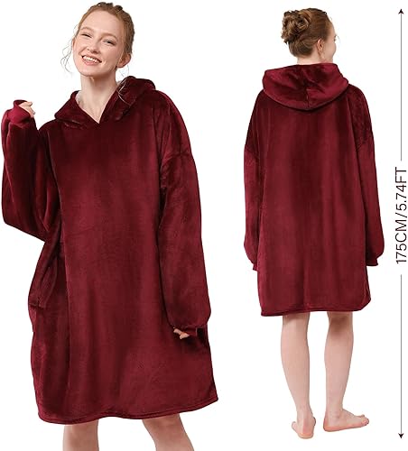 Miniatura 2 de LetsFunny - Sudadera holgada con capucha, estilo cobija, tela sherpa, de vellón, con bolsillo, súper cálida, súper suave y cómoda, con bolsillo