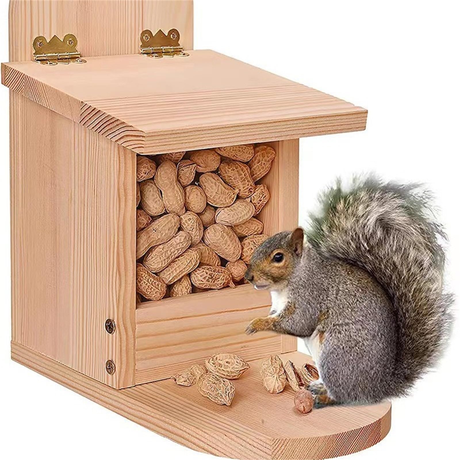 Mangeoire à écureuils en bois noble, accessoire de jardin durable