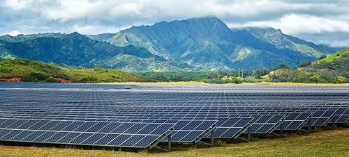 Posterazzi Solar energy panels on field Poipu Kauai County Hawaii USA Póster Print, (7 x 15)