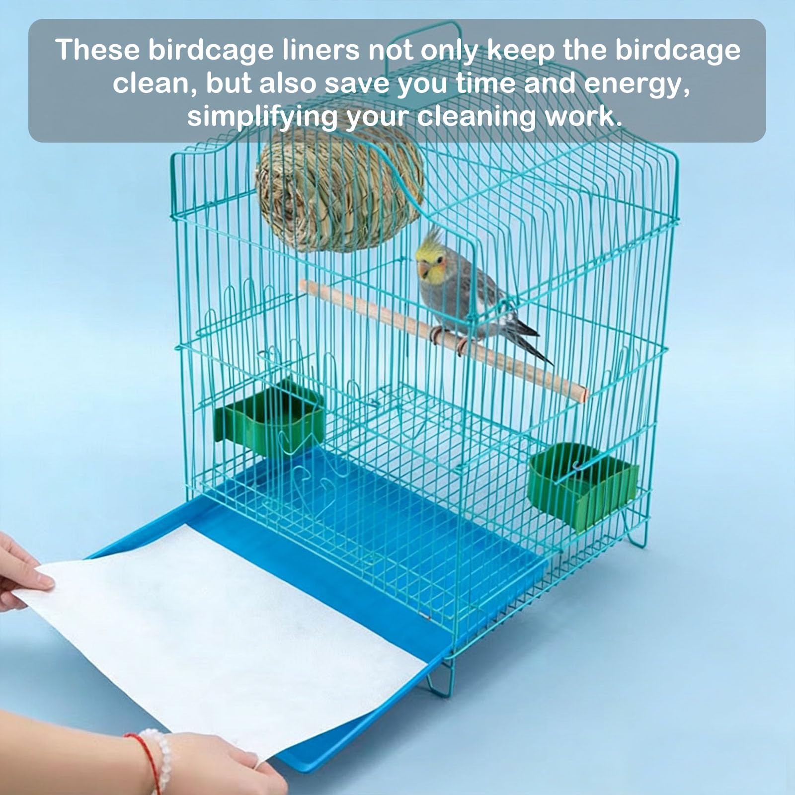 Lot de 100 Papier Absorbant pour Oiseaux, Doublures en Papier Jetables Prédécoupées Absorbantes pour Cage à Oiseaux, Feuilles de Papier non Tissé pour Cage à Oiseaux, 30 x 40cm
