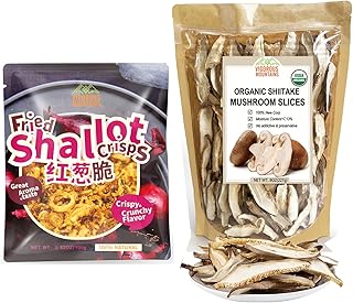 VIGOROUS MOUNTAINS Pure Fried Shallot Crisps and Organic Sliced Shiitake Mushrooms for Cooking