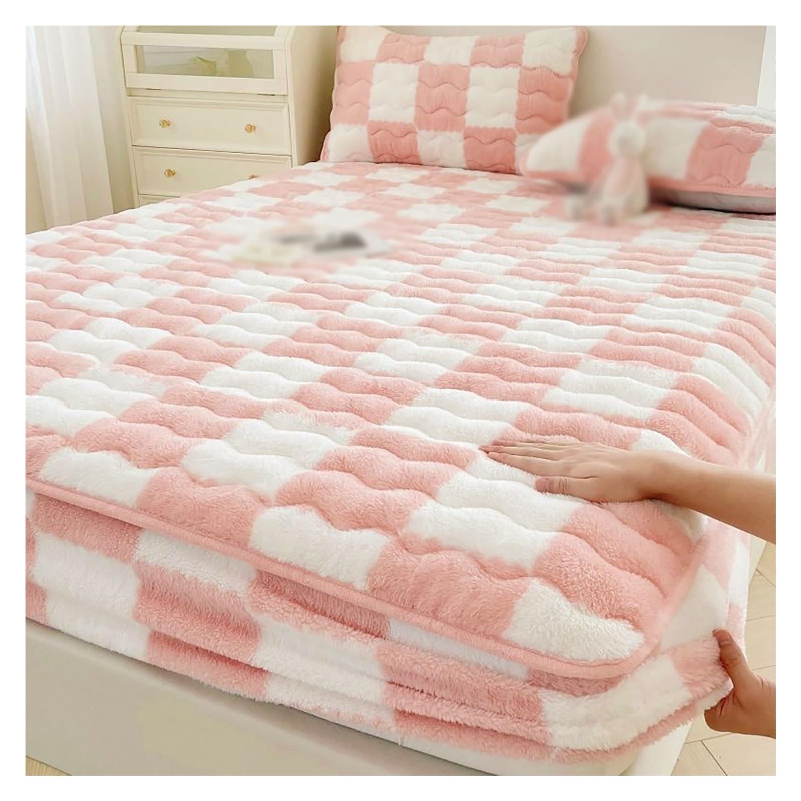 Protège-matelas thermique respirant ajusté 119x200 cm en velours de lait