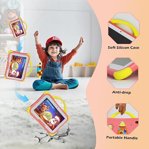 Miniatura 6 de weelikeit Tableta para niños, tableta Android 14 para niños, 7 pulgadas con funda, 8 GB (4+4) y 64 GB (ampliable hasta 512 GB) para niños pequeños,