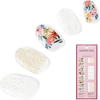 Dashing Diva Gloss Nail Strips - Wallflower Frenzy - UV Free, Chip Resistant, Long Lasting Gel Stickers - Contains 32 Wraps, 1 Prep Pad, 1 File