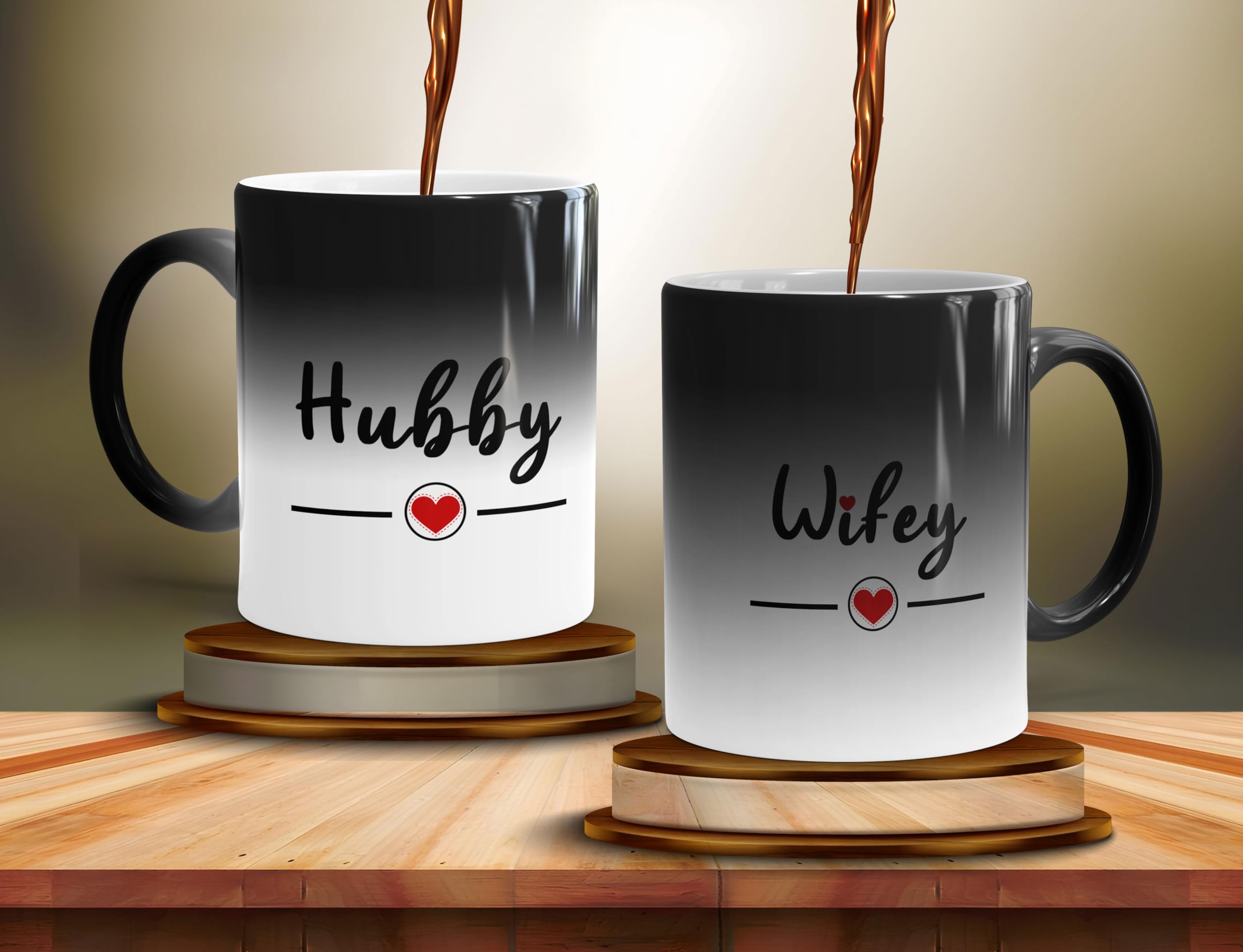 Gift Arcadia Ceramic Hubby Wifey Color Changing Coffee Mug Valentine Gift for Couple,Girlfriend,Boyfriend 325ml Capacity Microwave and Dishwasher Safe Coffee Mug - 2 Pieces, Multicolor (A312) (B0927CRFLG) Amazon Price History, Amazon Price Tracker