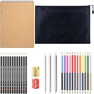 YEZIDE Sketching Pencils and Drawing Set 31pcs Sketching Drawing Color Pencil Set with Graphite Pencils dual ended colored pencils Sketch Book for Kid Adults Artists Student