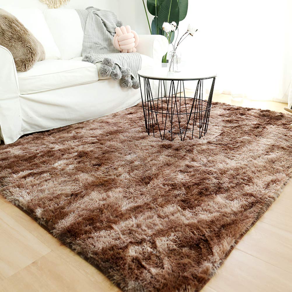 FancytanModern Shaggy Rugs Fluffy Soft Touch Dazzle Sparkle Area Rug Carpet Large for Living Room Bedroom Floor Mat (Dark Coffee,120 x 160cm)