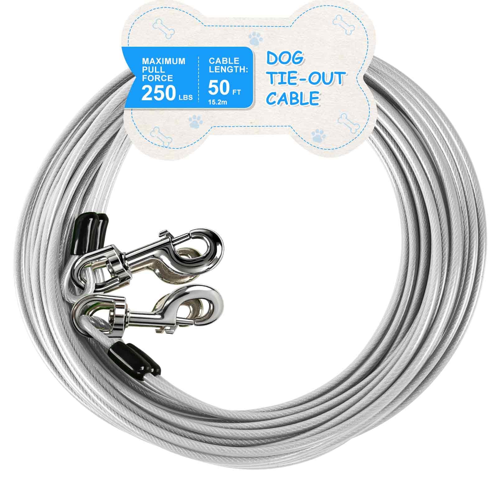 Cavo per legare cani da 15 m, 113,4 kg, argento