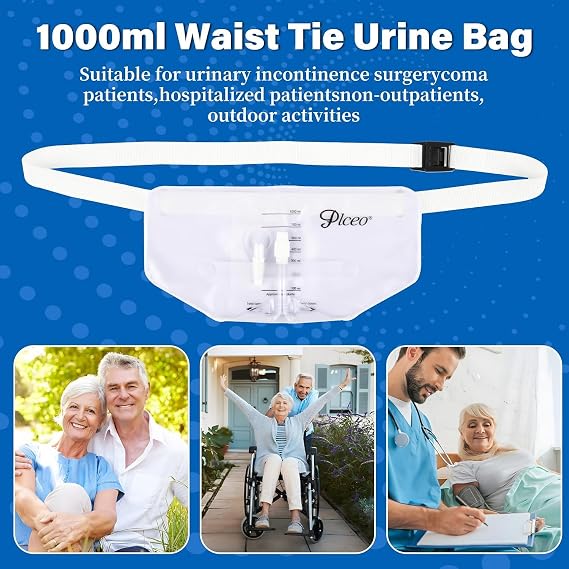 Urine Collection Bag with Waist Belt, 1000 mL (1 Pack)