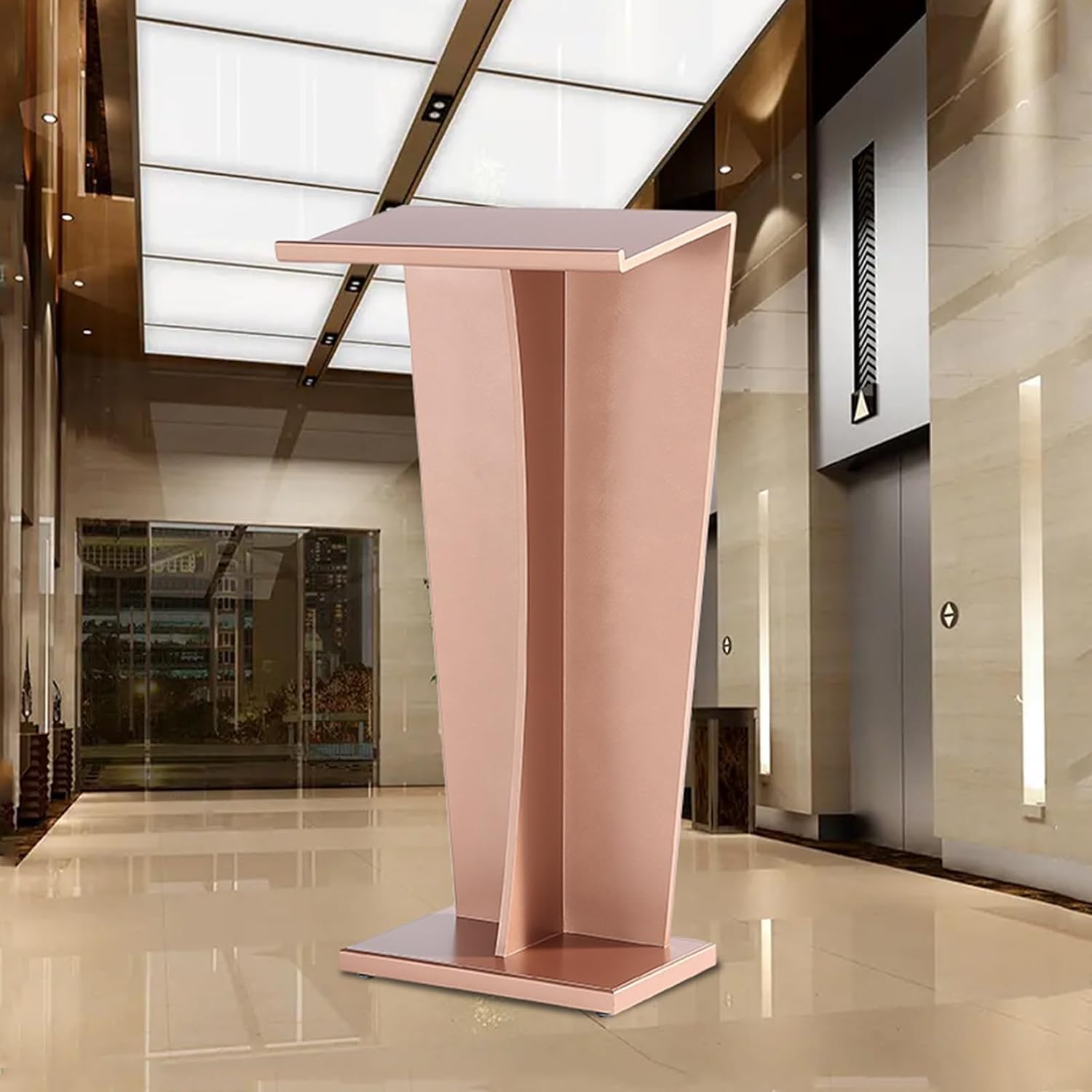 MUYRJLZX Podium Stand Portable Podium MDF Lecterns High Bookend Design Podium Stand Moving Floor Pulpits Wide Reading Surface Speaking Lectern Stability