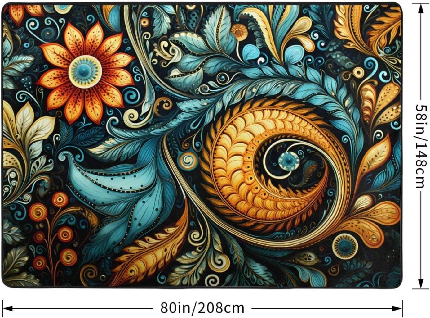 Distinctive Pattern Printed Floor mat 80x58 inches, Non-Slip Decorative Carpet for Bedroom and Living Room