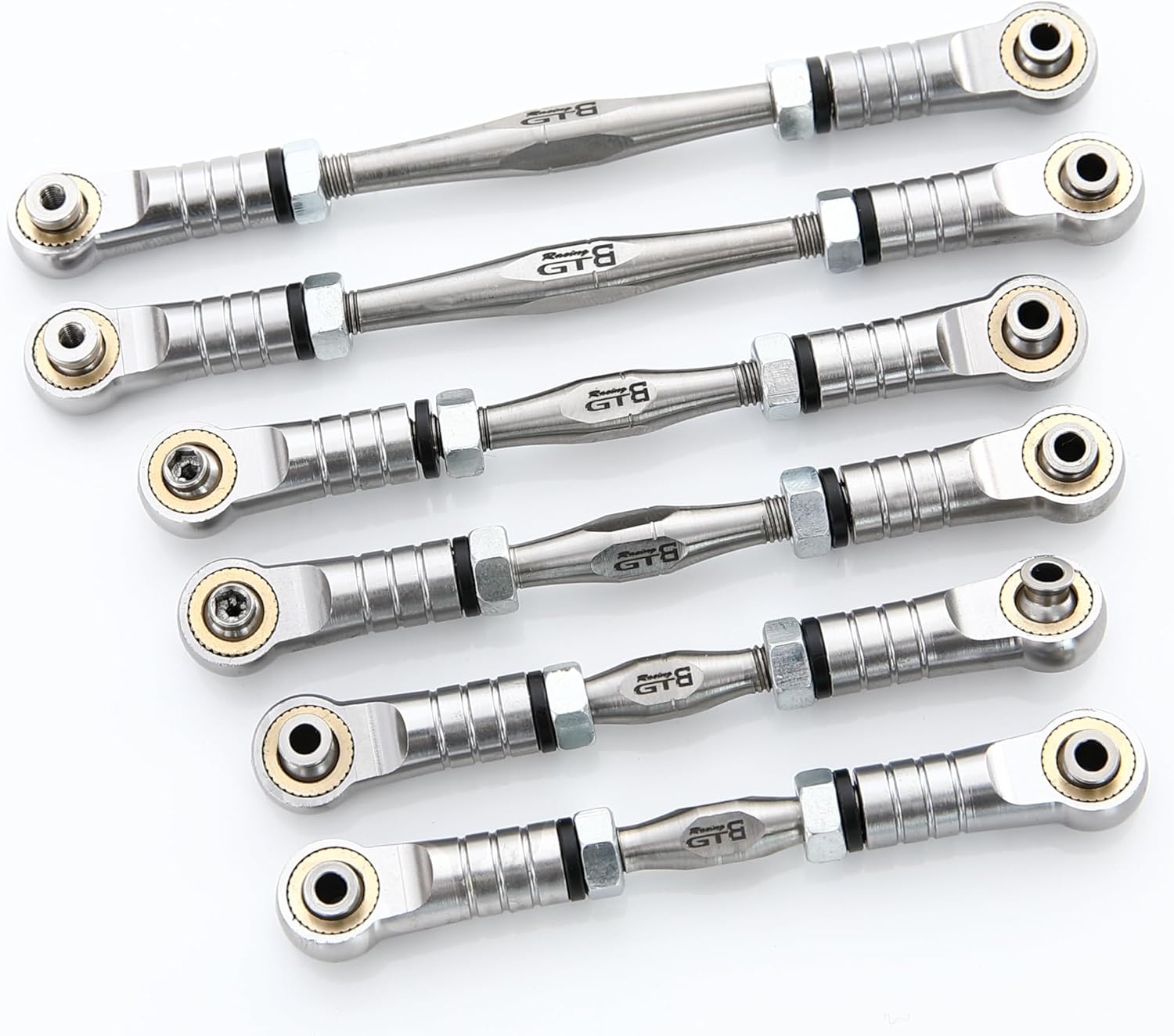 GTBRacing Titanium Alloy Front Rear Linkage Tie Rod for 1/8 RC Car TLR Losi 8IGHT XE 4WD (Gray)