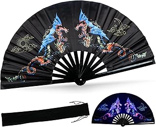 SYNTECSO Folding Hand Fan for Rave, Boots on The Ground Fan, Large Folding Fan for Drag Queen, Women and Men,Clacking Fans for Line Dancing,Parties, Music Festivals, EDM and Decoration