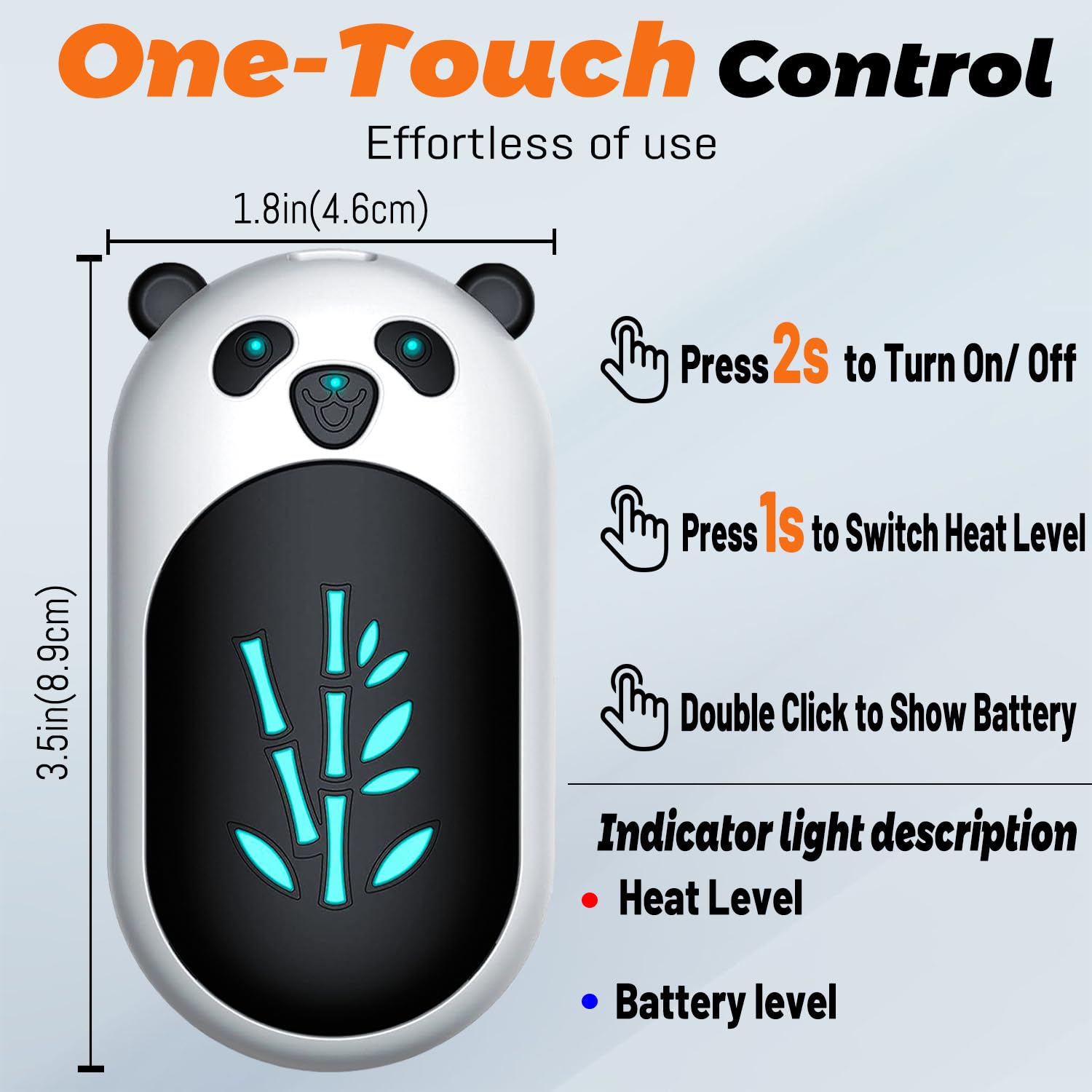 Calentadores de Manos Recargables, Paquete de 2, Calentador de Manos eléctrico con Forma de Panda de 6000 mAh, Calentador de Manos Reutilizable de 20 Horas de Largo, Calentador de Manos portátil de