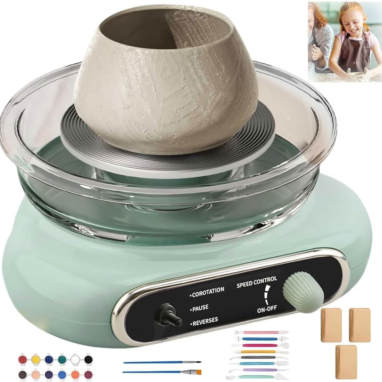 Koła garncarskie, mini koło do garncarstwa 12 cm, zdejmowana maszyna do garncarstwa, profesjonalne narzędzia garncarskie z nieskończoną prędkością dla majsterkowiczów, dzieci, początkujących
