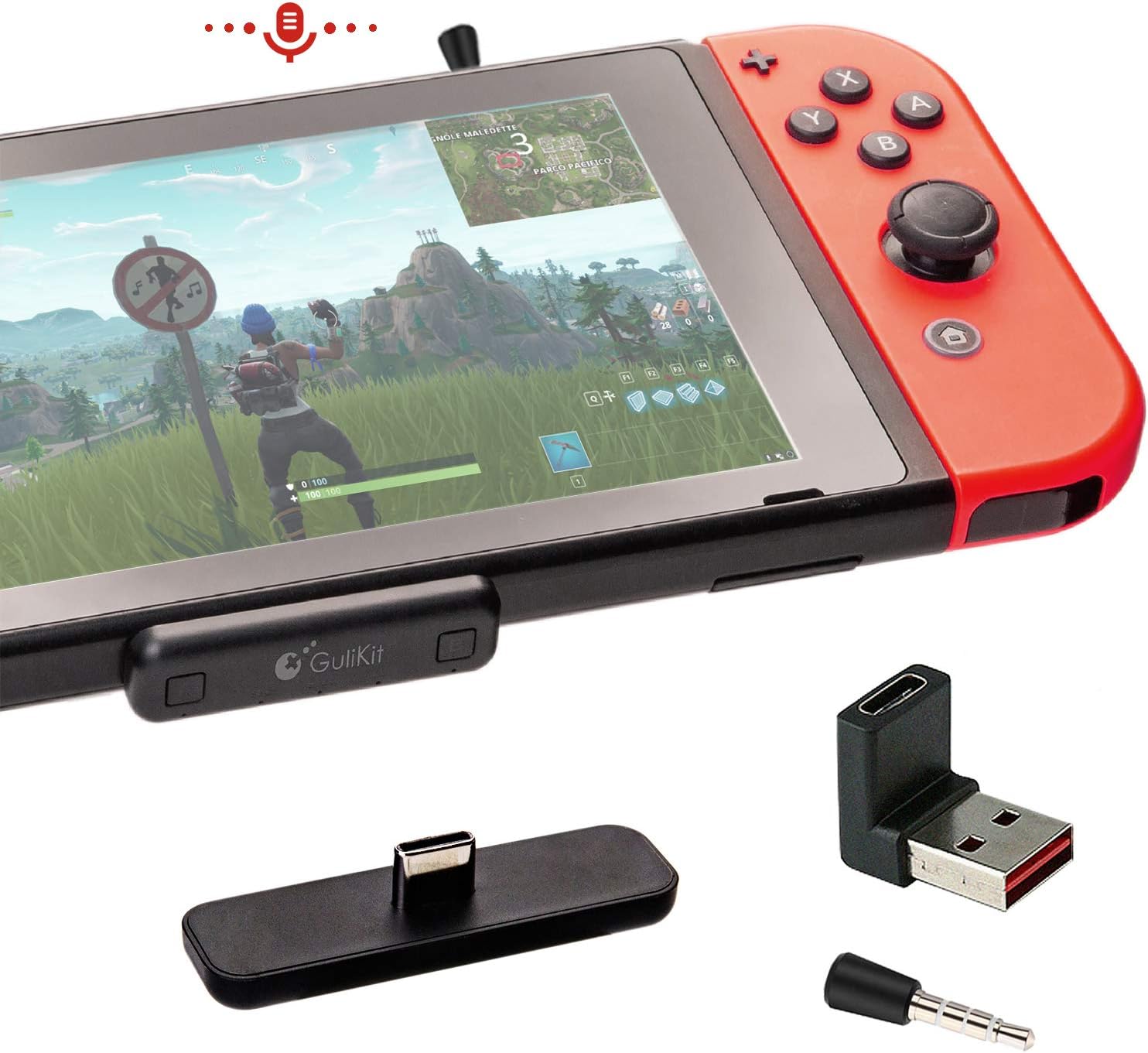 GuliKit Route Air Pro Bluetooth Adapter for Nintendo Switch/Switch OLED/Switch Lite PS4 PC, Bluetooth Wireless Audio Transmitter with aptX LL, Support in-Game Voice Chat, Connect Bluetooth Headphones